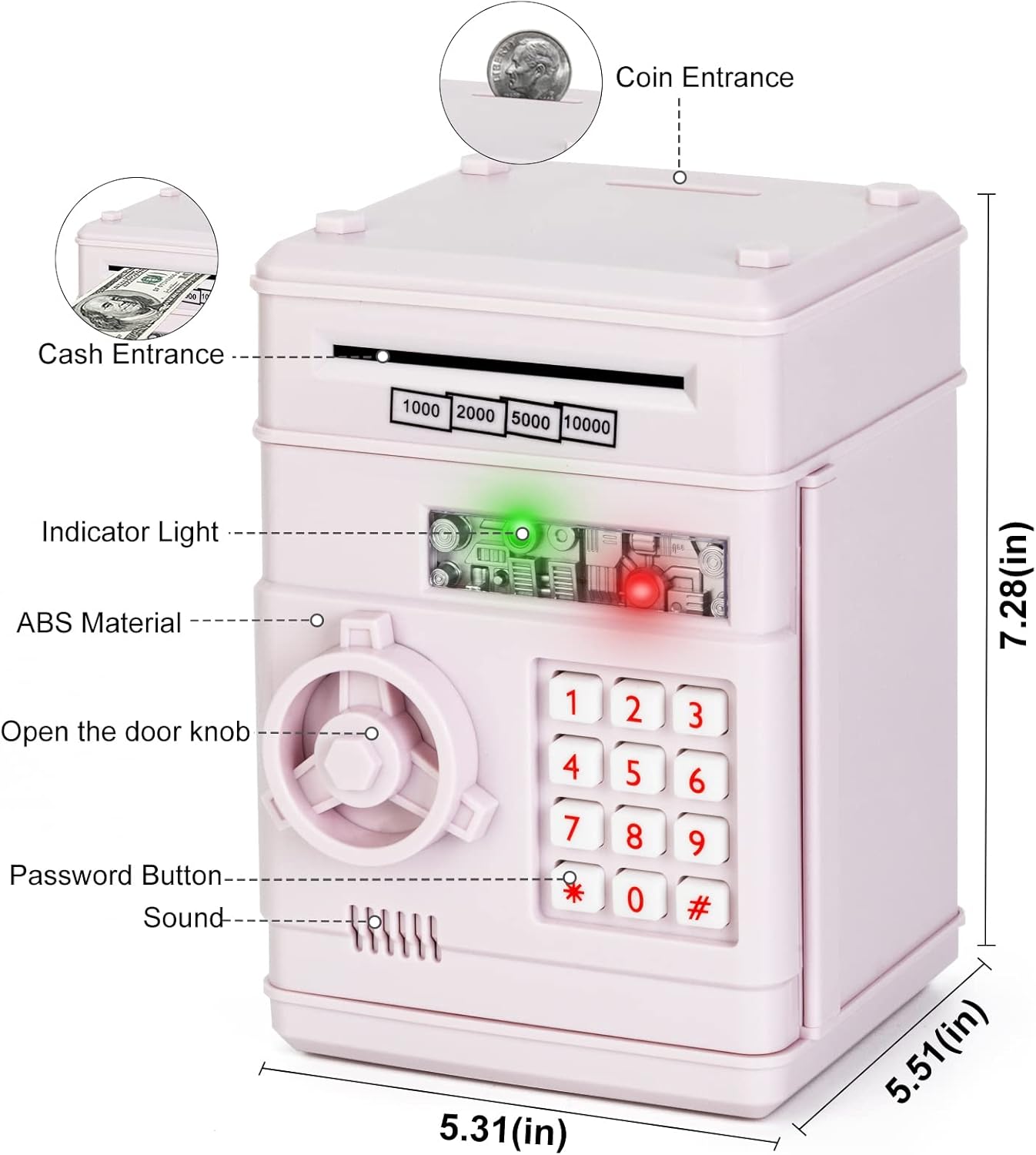 Refasy Piggy Bank Cash Coin Can ATM Bank Electronic Coin Money Bank for Kids-Hot Gift