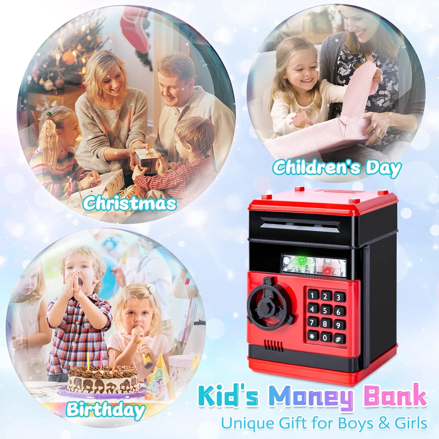 Refasy Piggy Bank Cash Coin Can ATM Bank Electronic Coin Money Bank for Kids-Hot Gift
